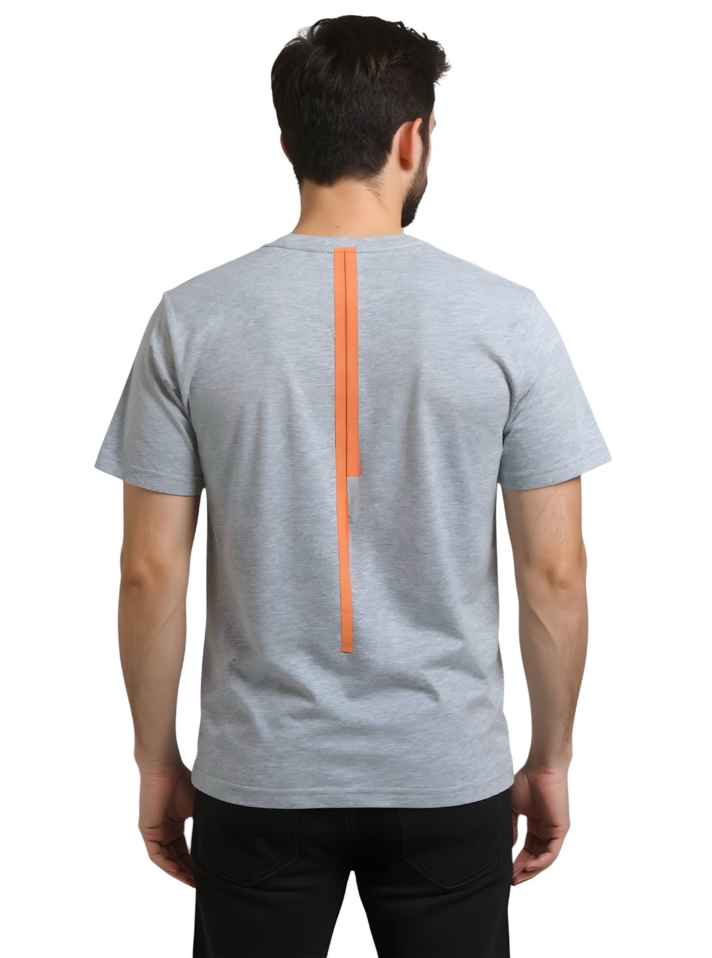 Deri Pamuk, Toskana Tasarım Gri Renk ve Turunçu Renk Deri T-Shirt T-DP4010