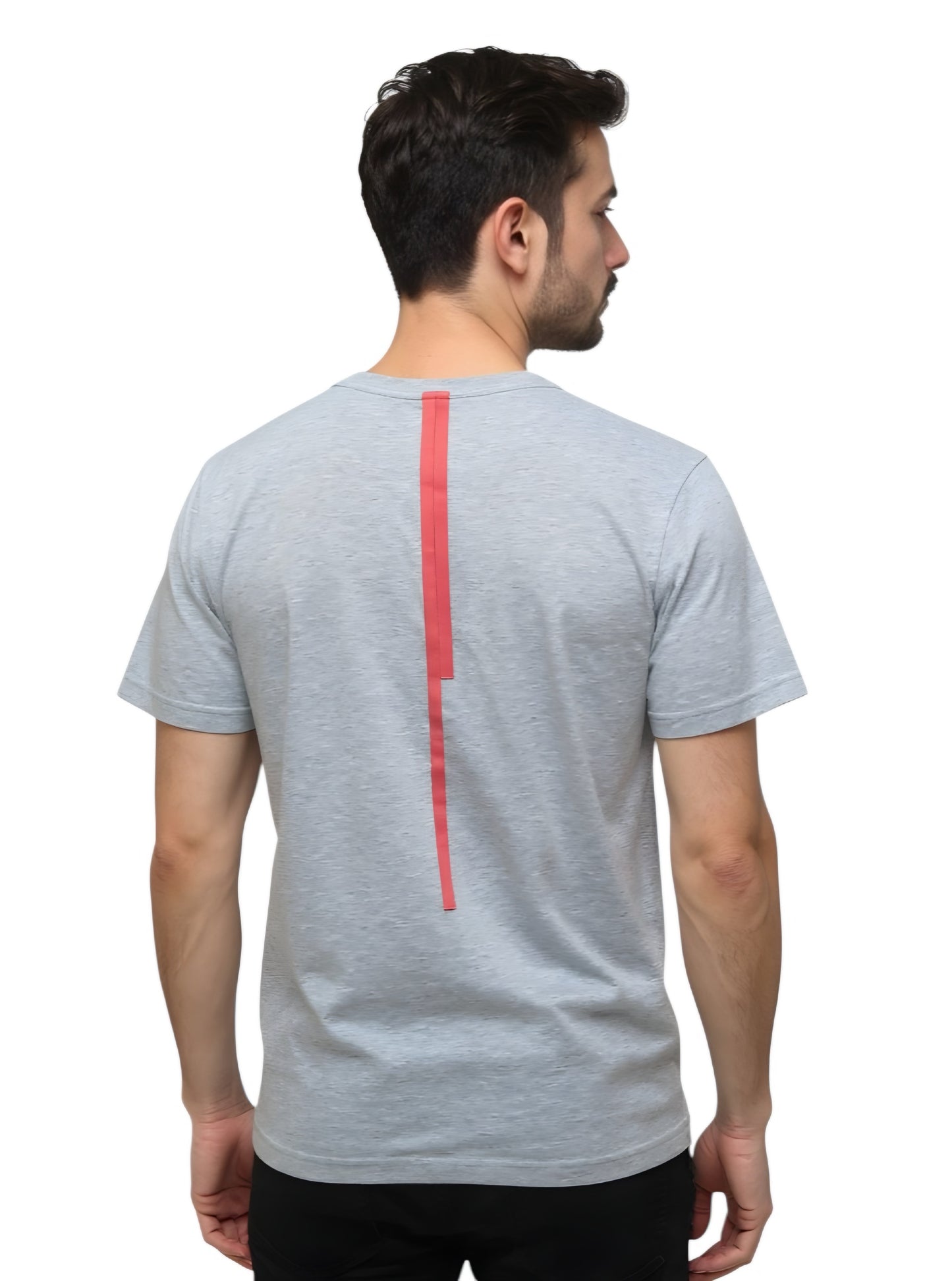 Deri Pamuk, Toskana Tasarım Gri Renk ve Kırmızı Renk Deri T-Shirt T-DP4011