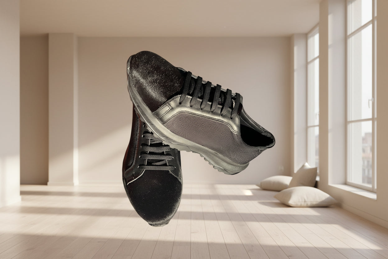 siyah renk pony-deri-tekstil toskana deesign sneaker