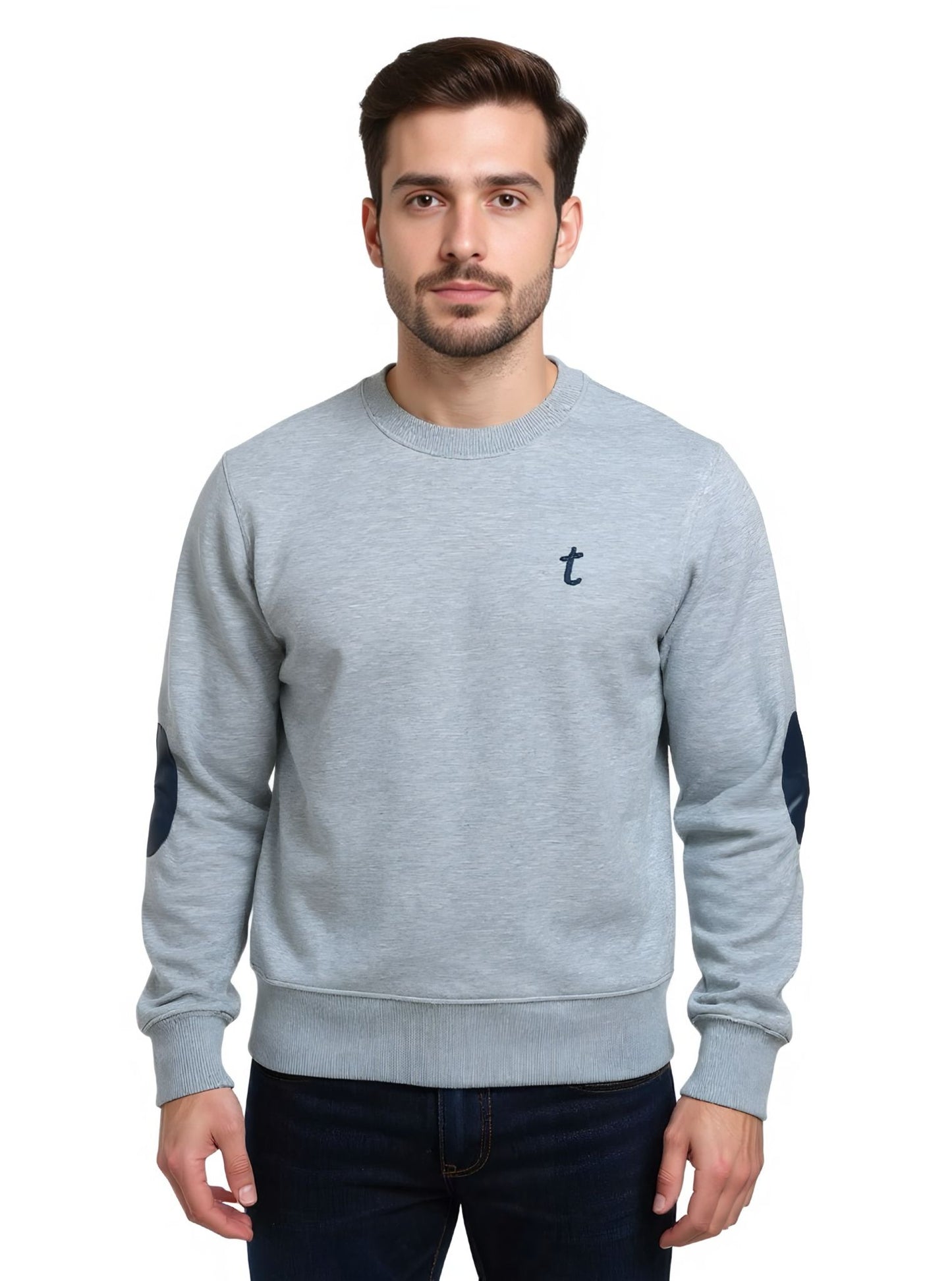 Deri ve Pamuk Lacivert Deri Gri Pamuk ,Soft Sweatshirt,Toskana Design