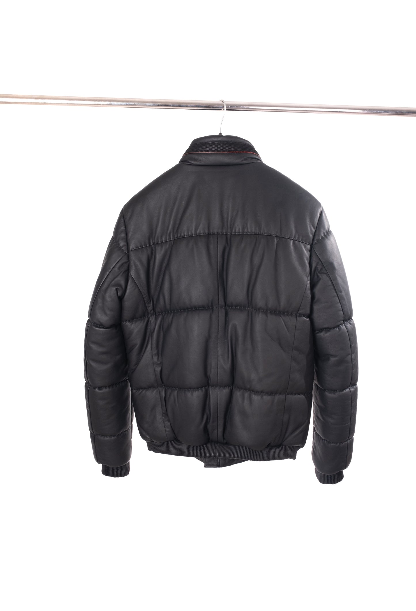 Siyah Çok Cepli Erkek Puffer Deri Ceket
