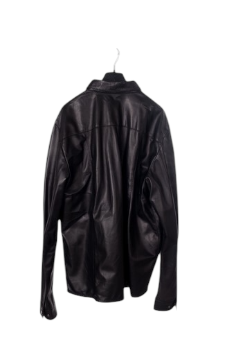 Black Color Men's Leather Unlined Shirt Style 200-4134