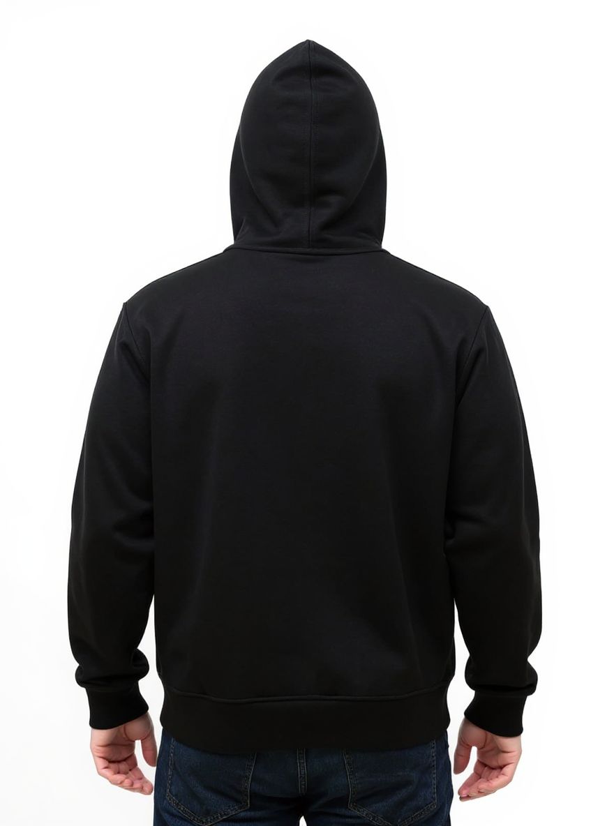 Deri-Pamuk Kapşonlu Siyah Renk Soft Sweatshirt,Toskana Design