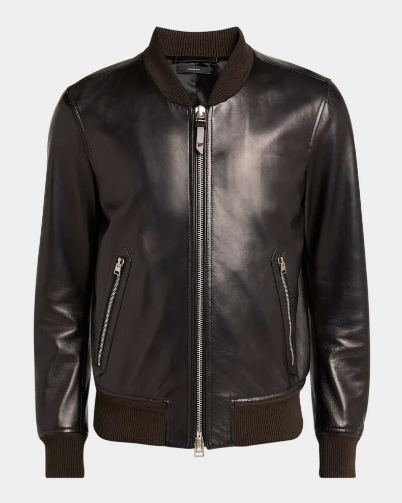 Toskana Fermuarlı Nappa Deri Bomber Ceket 200-5003