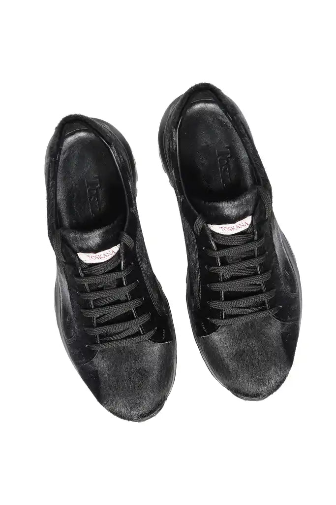 Toskana Design Siyah Pony Deri Erkek Sneaker | Özel Tasarım