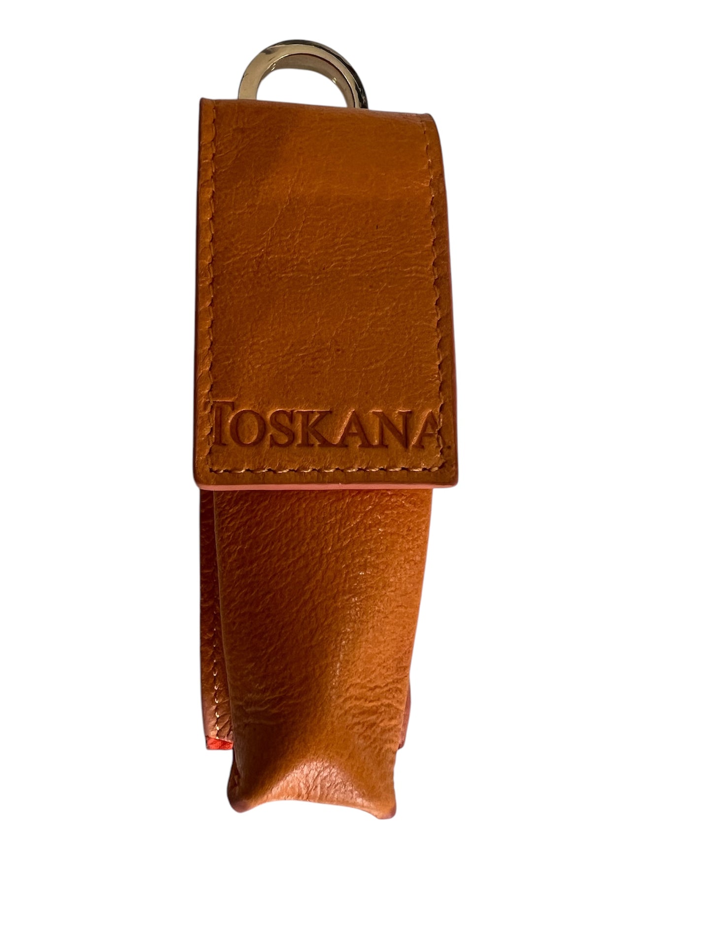 Turuncu Manyetik Kapaklı Deri Ruj ve Dudak Balsamı Kılıfı