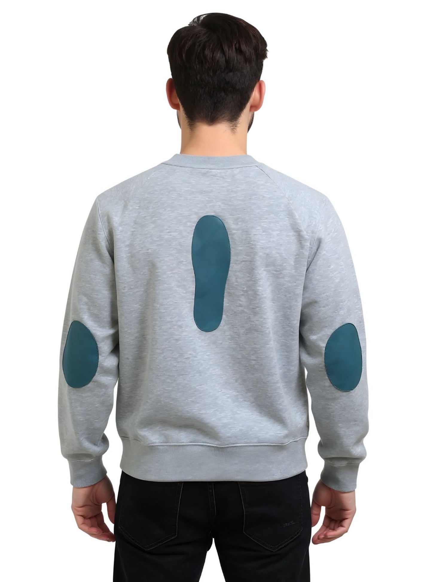 Deri ve Pamuk Petrol Renk Deri Gri Pamuk ,Soft Sweatshirt,Toskana Design