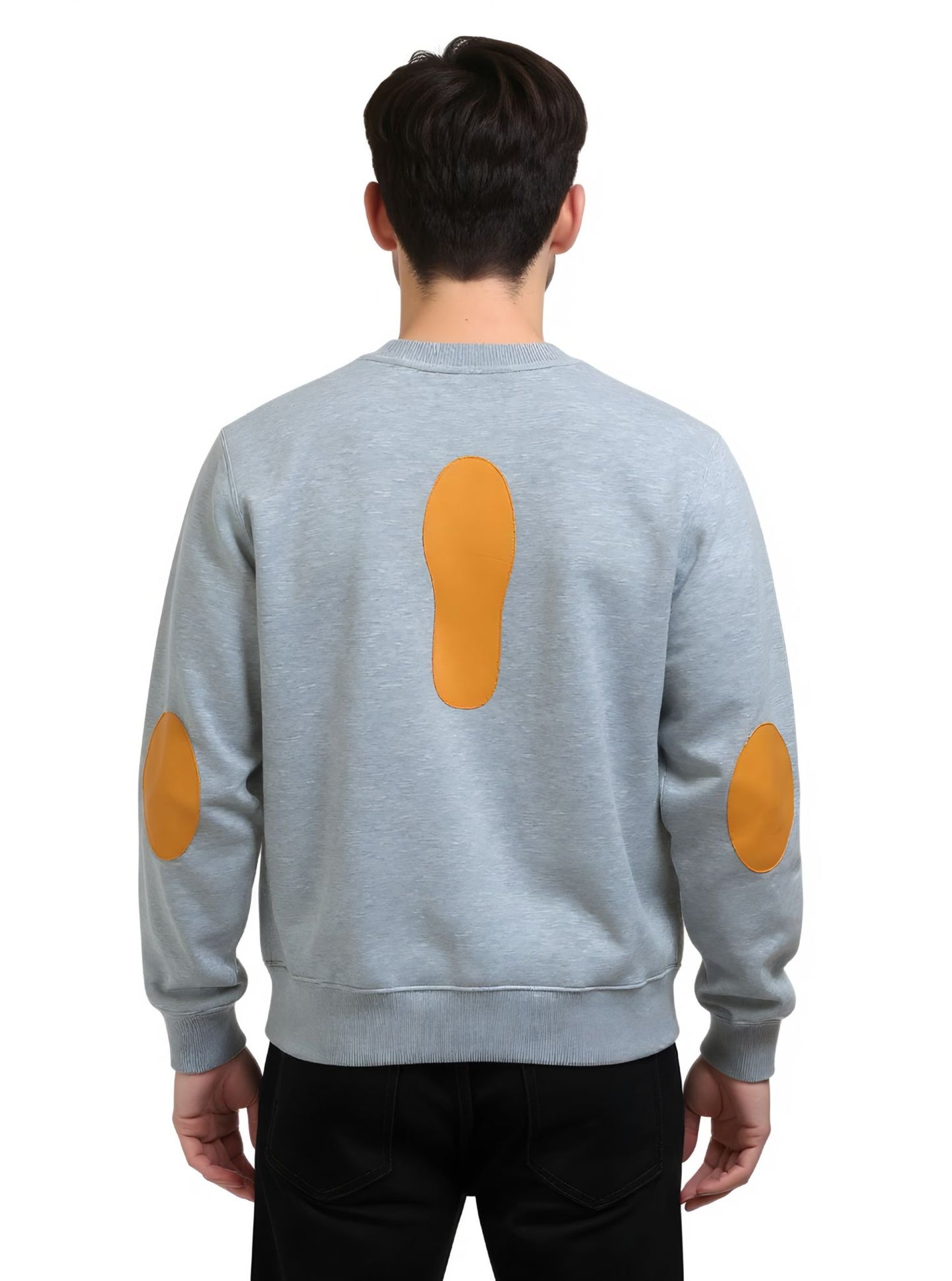 Deri ve Pamuk Turunçu Deri Gri Pamuk ,Soft Sweatshirt,Toskana Design
