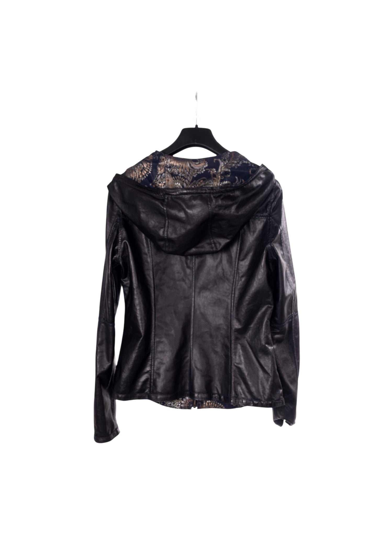 Toskana Design Siyah Kapüşonlu Çift Taraflı Fermuarlı Kadın Deri Ceket Style 200-4114