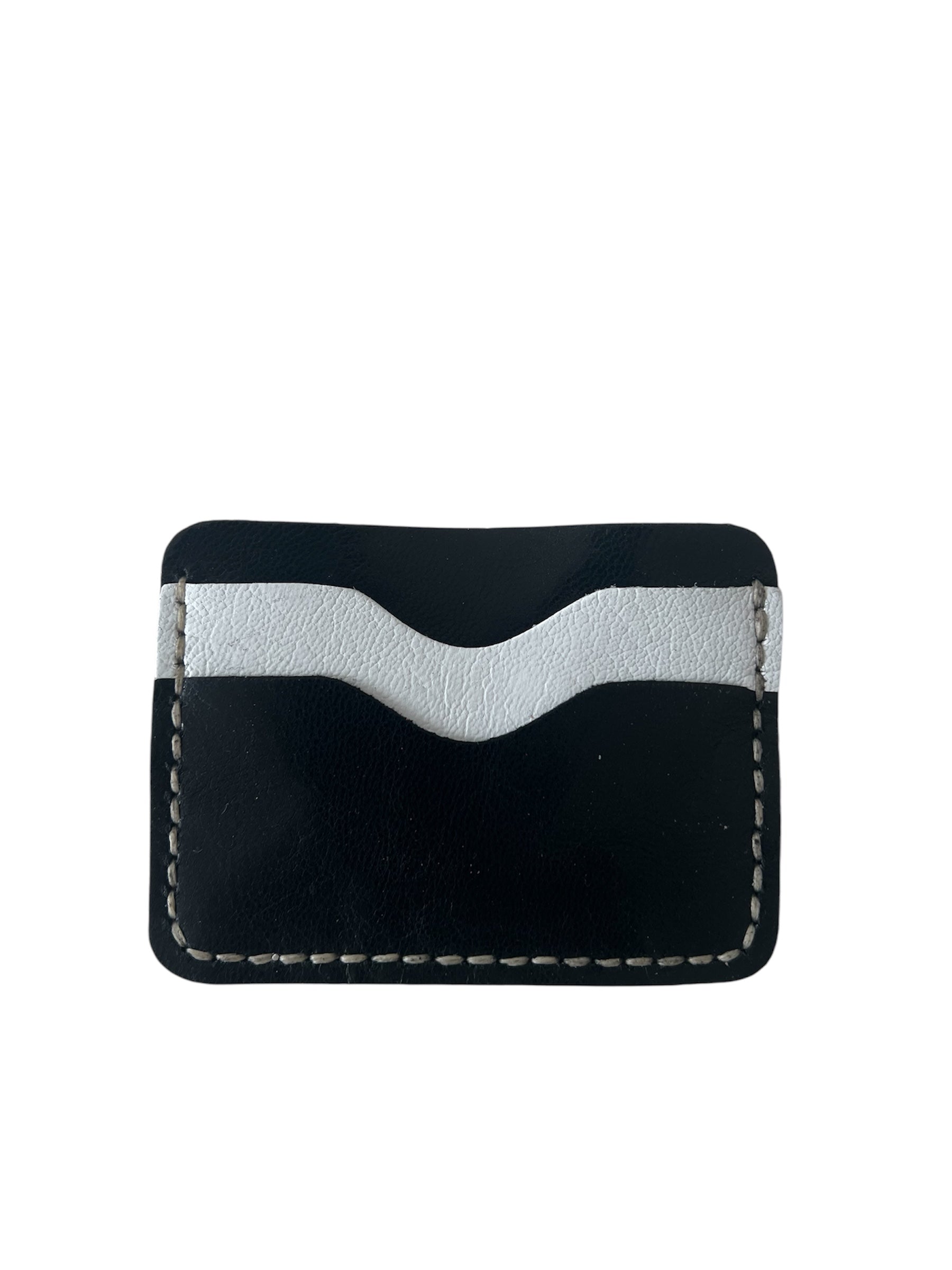 Siyah Beyaz Hakiki Deri Günlük ve Pratik Uniseks Kredi Kartlık  Style 15119