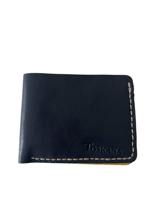 Lacivert Sarı Hakiki Deri Erkek Cüzdan  Style 15206