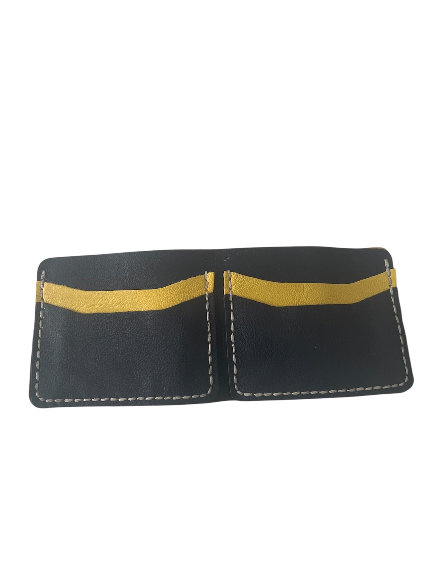 Yellow Navy Blue Men's Leather Wallet Style 15207LS
