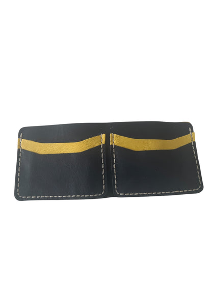 Yellow Navy Blue Men's Leather Wallet Style 15207LS