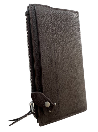 Kahverengi Çok Amaçlı Fermuarlı Şık Kadın Hakiki Deri Cüzdan