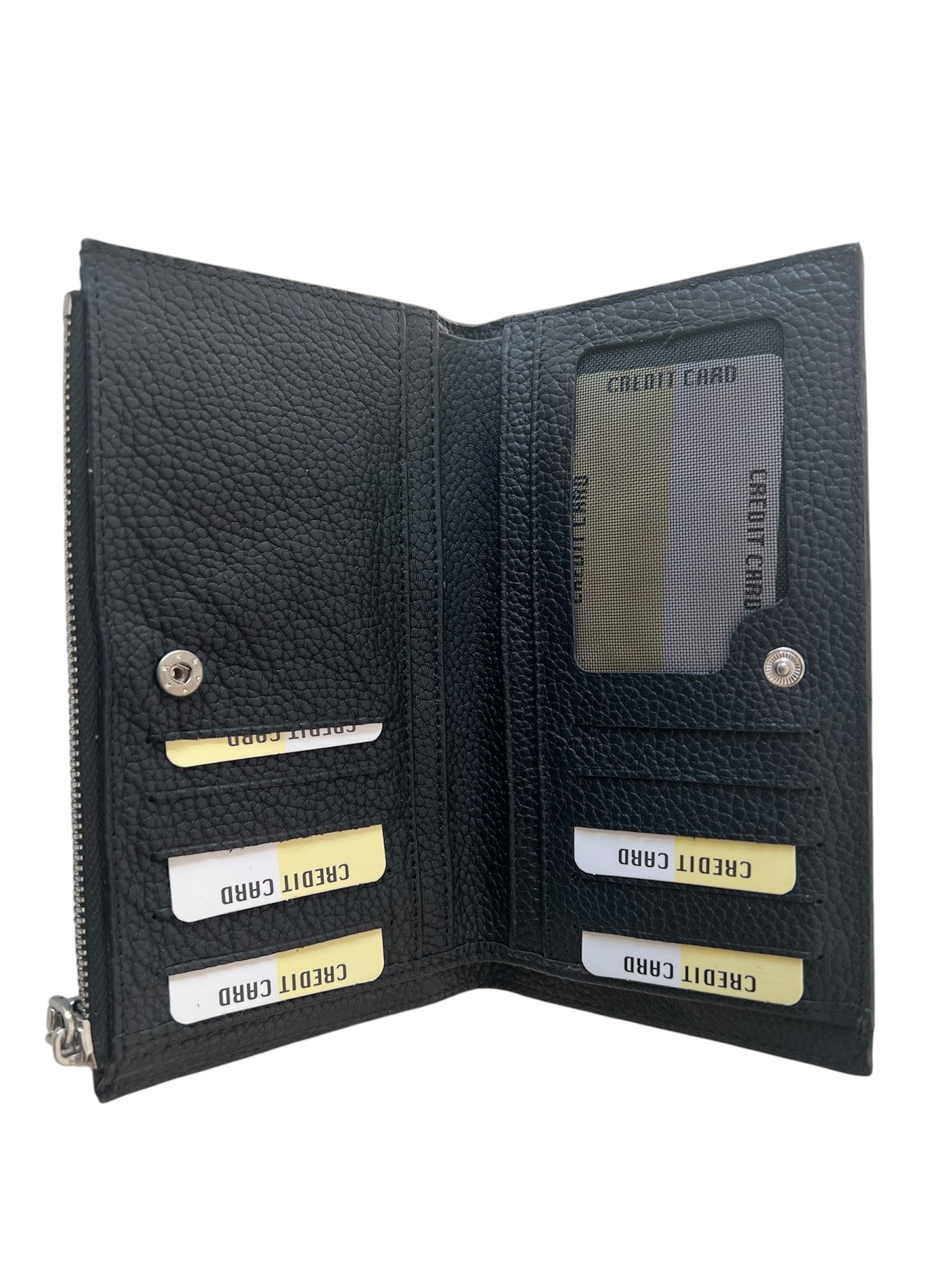 Siyah Çok Amaçlı Fermuarlı Şık Kadın Hakiki Deri Cüzdan