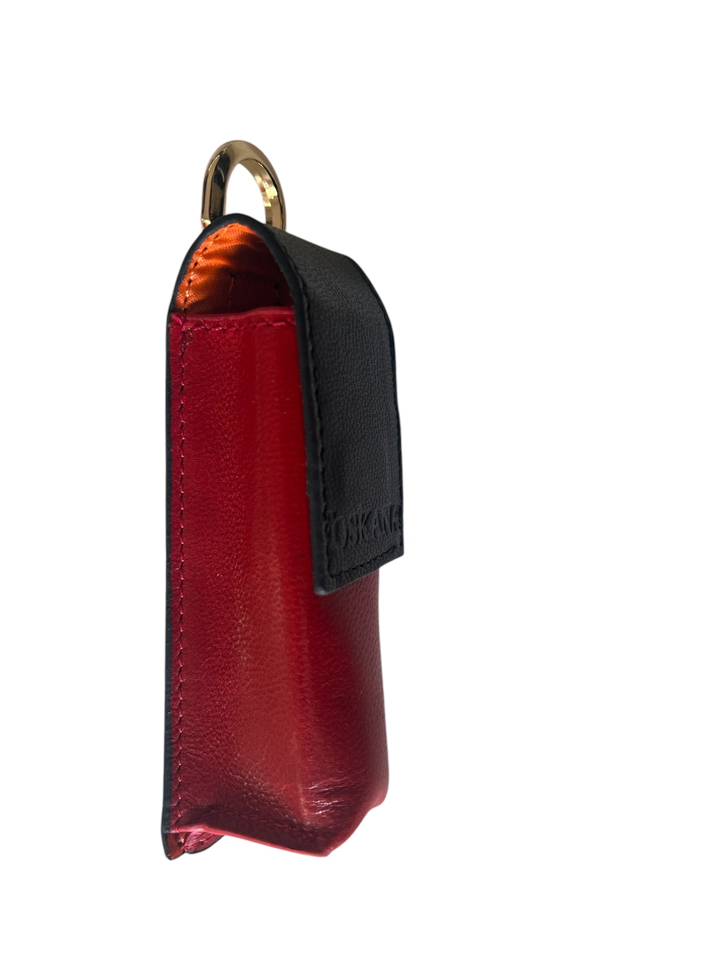 Kırmızı Siyah Manyetik Kapaklı Deri Ruj ve Dudak Balsamı Kılıfı