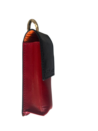 Kırmızı Siyah Manyetik Kapaklı Deri Ruj ve Dudak Balsamı Kılıfı