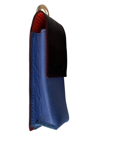 Mavi Bordo Manyetik Kapaklı Deri Ruj ve Dudak Balsamı Kılıfı