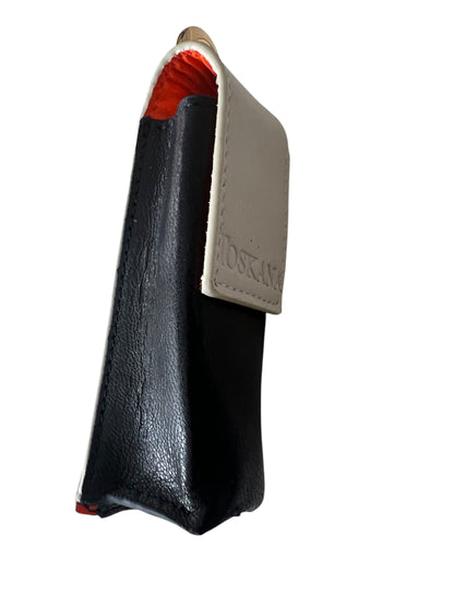 Lacivert Beyaz Manyetik Kapaklı Deri Ruj ve Dudak Balsamı Kılıfı