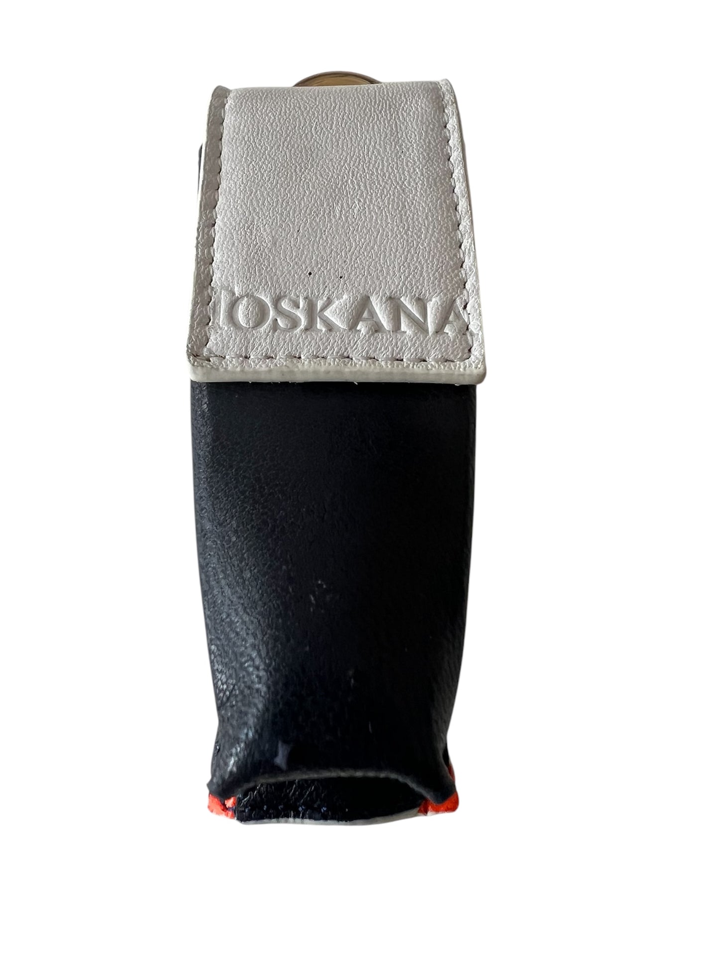 Lacivert Beyaz Manyetik Kapaklı Deri Ruj ve Dudak Balsamı Kılıfı