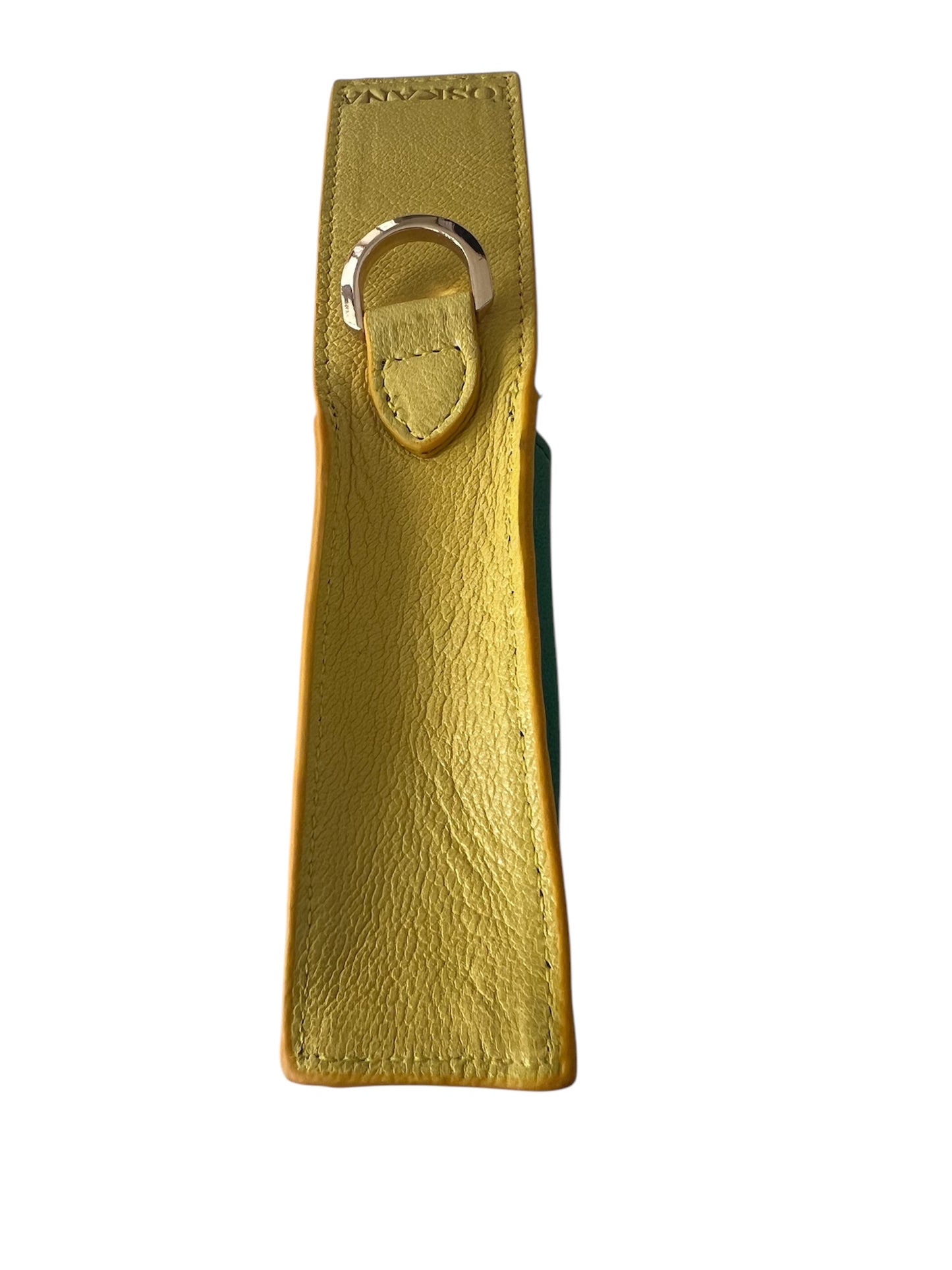 Sarı Yeşil Manyetik Kapaklı Deri Ruj ve Dudak Balsamı Kılıfı