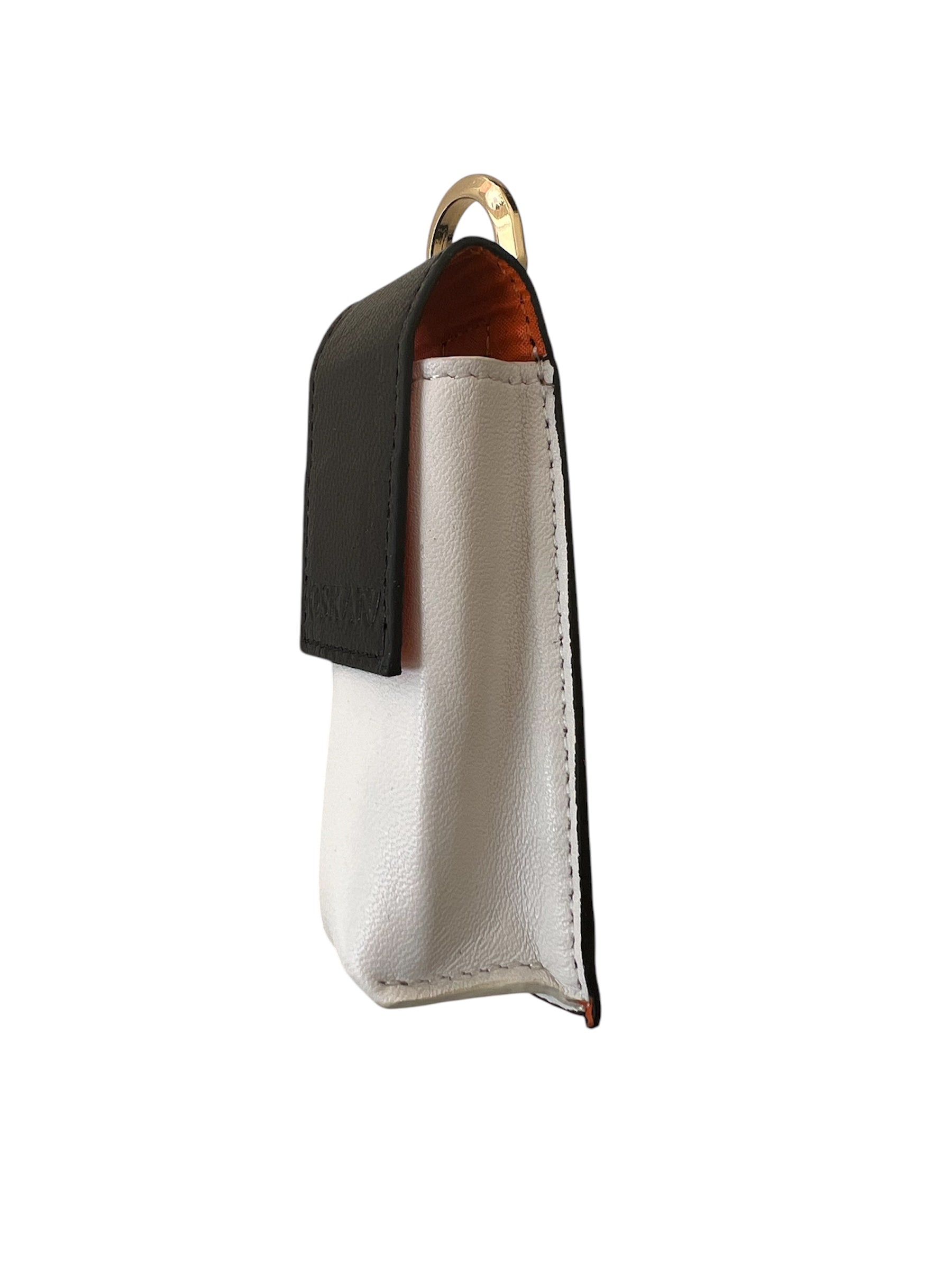 Siyah Beyaz Manyetik Kapaklı Deri Ruj ve Dudak Balsamı Kılıfı