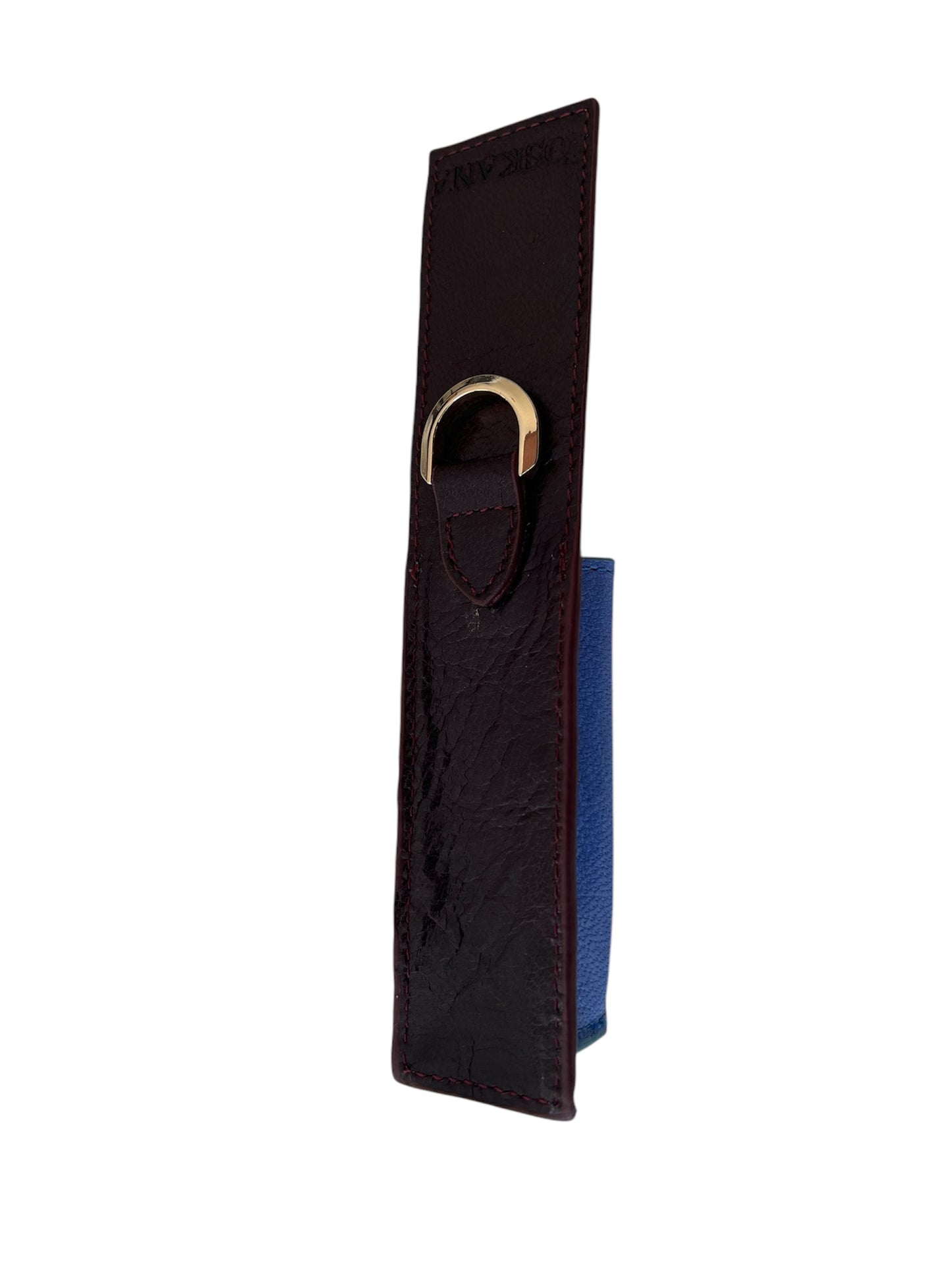 Mavi Bordo Manyetik Kapaklı Deri Ruj ve Dudak Balsamı Kılıfı