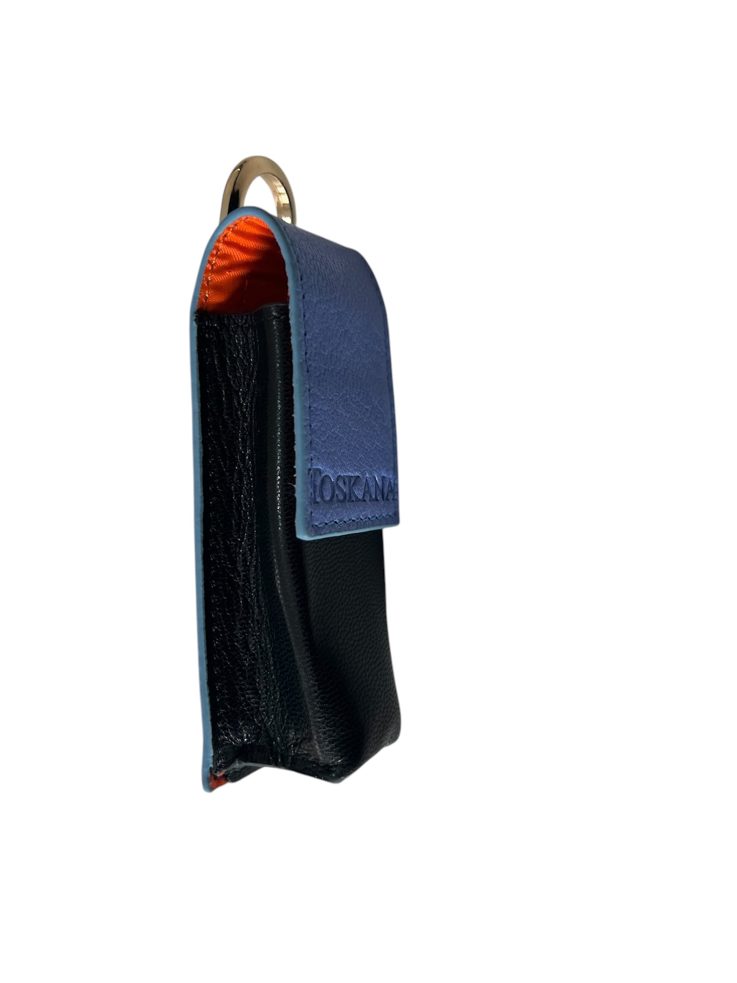 Bordo Mavi Manyetik Kapaklı Deri Ruj ve Dudak Balsamı Kılıfı