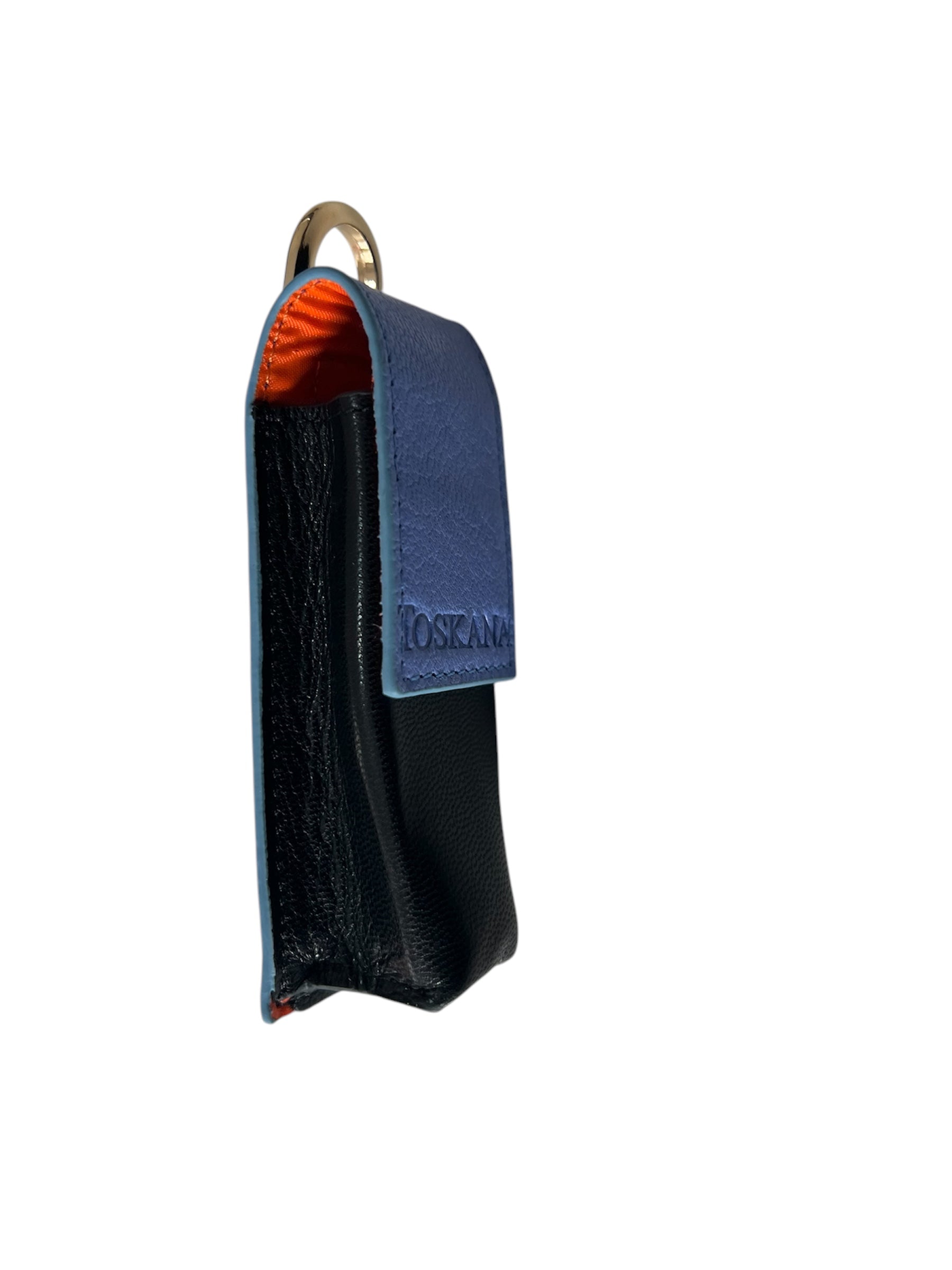 Bordo Mavi Manyetik Kapaklı Deri Ruj ve Dudak Balsamı Kılıfı