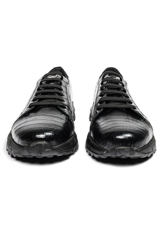 Hakiki Timsah Crocodile  Derisi Siyah El Yapımı Spor Ayakkabı 300-7002 İndirilmiş Fiyatı 49.322TL