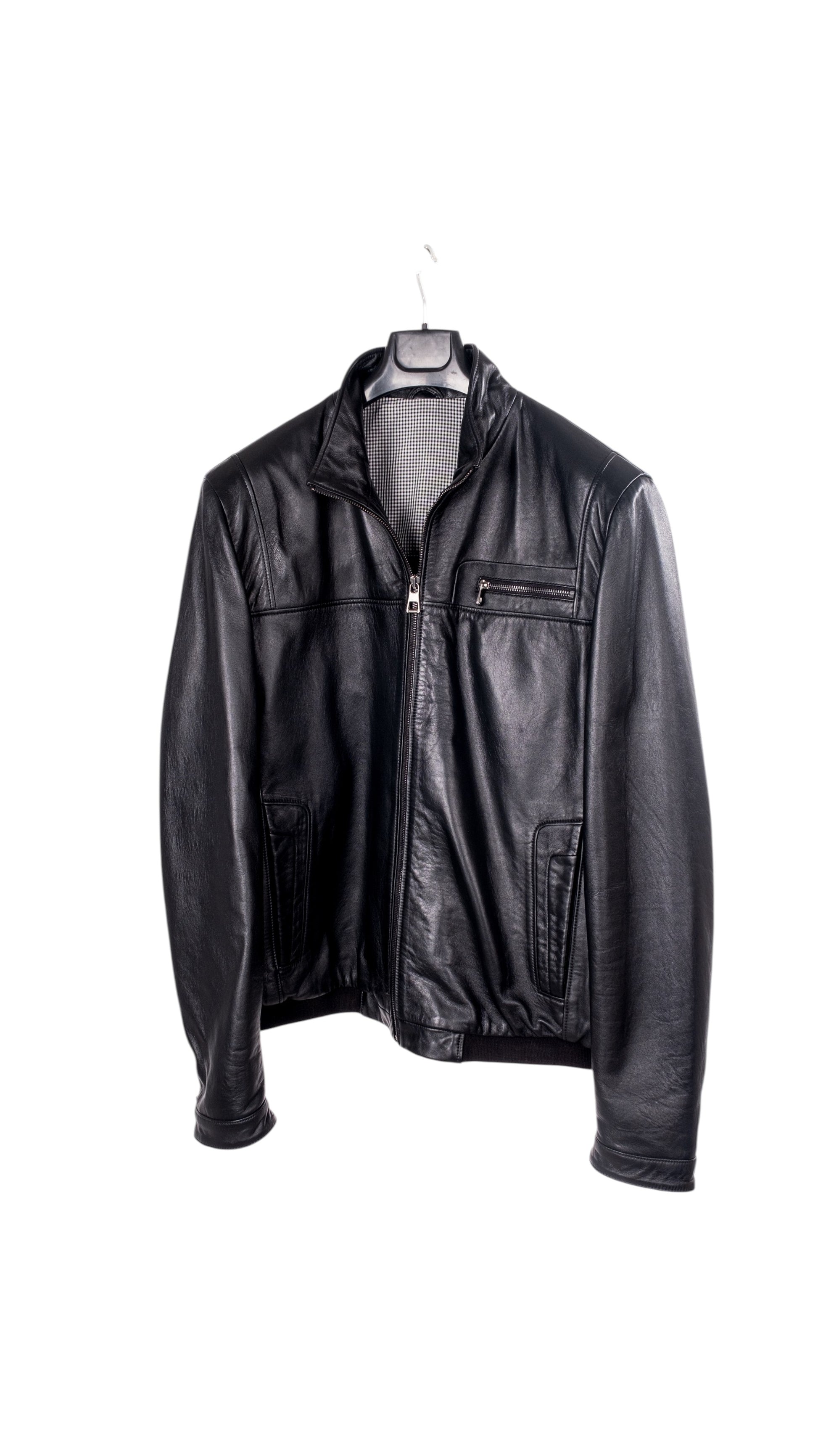 Siyah Göğüs Cep Detaylı Erkek Deri Ceket Style 200-4041