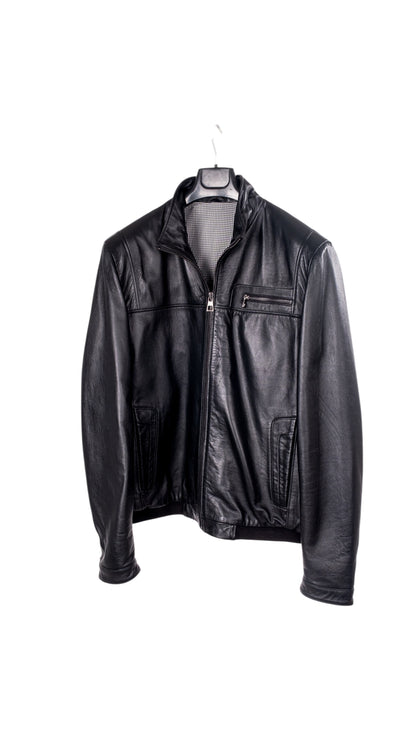 Siyah Göğüs Cep Detaylı Erkek Deri Ceket Style 200-4041