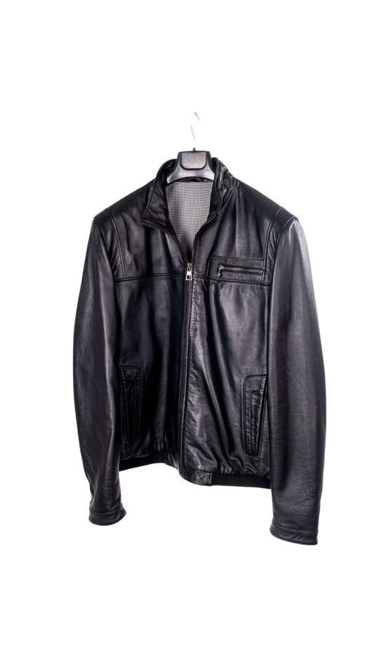 Siyah Göğüs Cep Detaylı Erkek Deri Ceket Style 200-4041