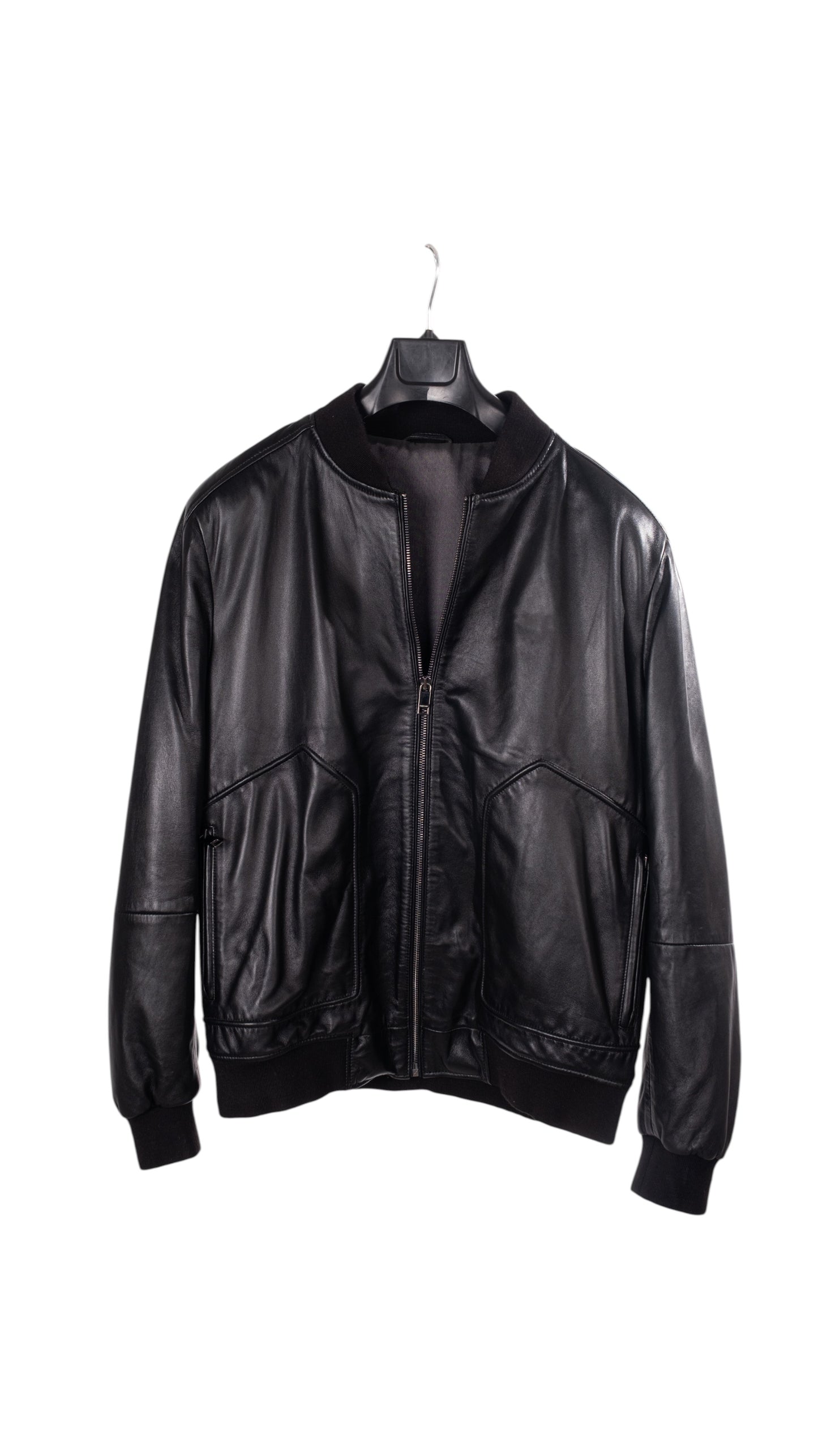 Siyah Fermuarlı Büyük Cepli Erkek Deri Ceket  Style 200-4063