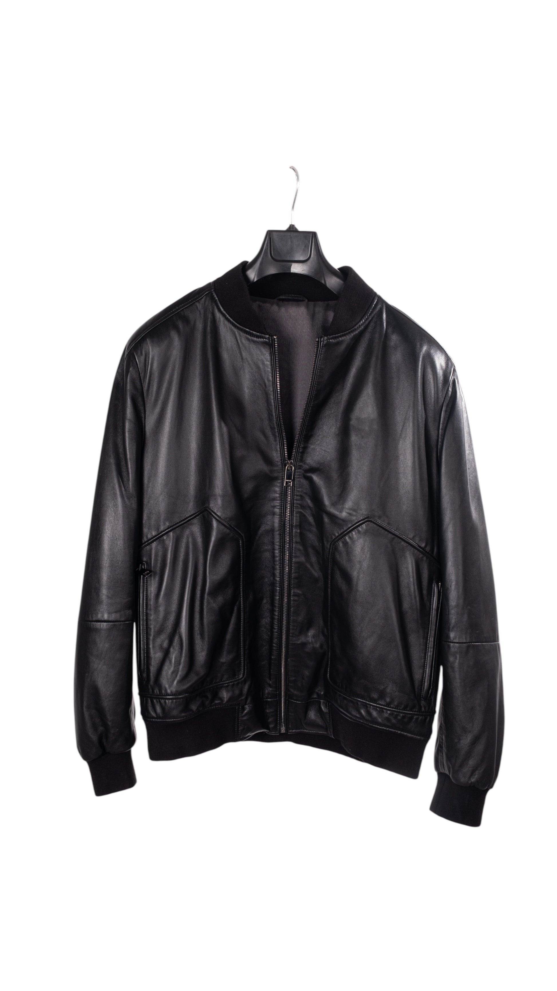 Siyah Fermuarlı Büyük Cepli Erkek Deri Ceket  Style 200-4063