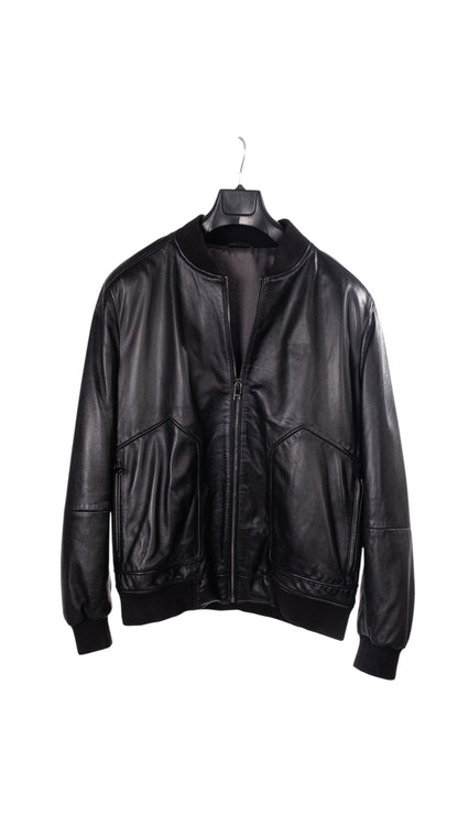 Siyah Fermuarlı Büyük Cepli Erkek Deri Ceket  Style 200-4063