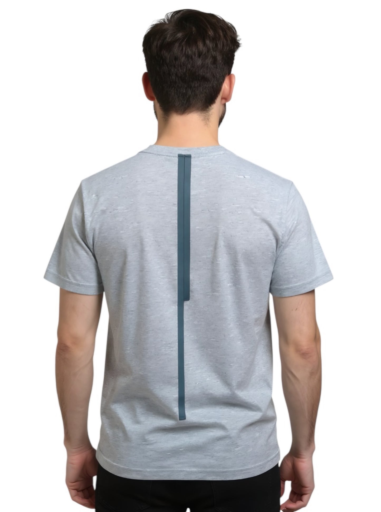 Deri Pamuk, Toskana Tasarım Gri Renk  Deri Detaylı T-Shirt T  DP4008