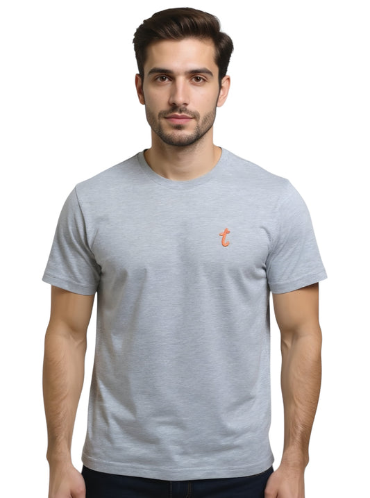 Deri Pamuk, Toskana Tasarım Gri Renk ve Turunçu Renk Deri T-Shirt T-DP4010
