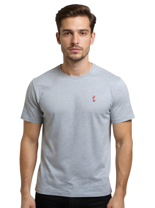 Deri Pamuk, Toskana Tasarım Gri Renk ve Kırmızı Renk Deri T-Shirt  T-DP4011
