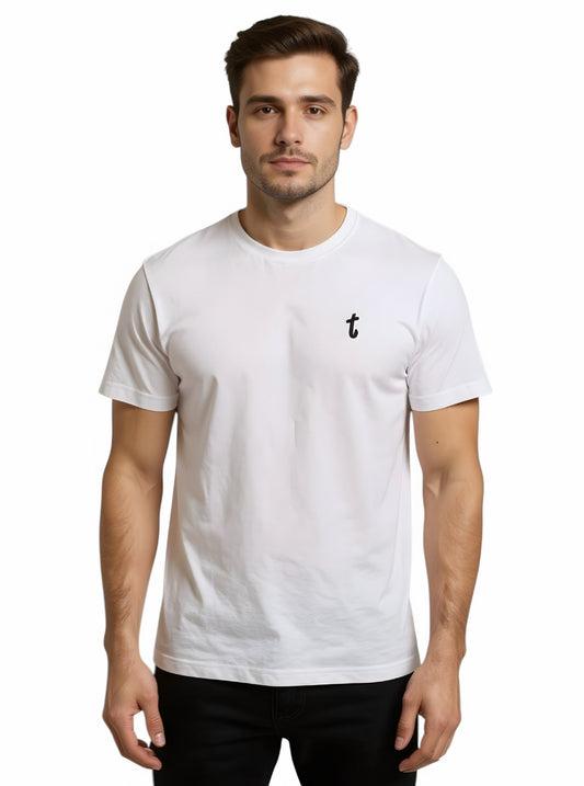 Deri Pamuk, Toskana Tasarım Beyaz Renk ve Siyah Renk Deri T-shirt  T- DP4014