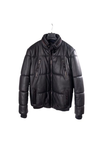 Toskana Design Siyah Çok Cepli Erkek Puffer Deri Ceket  Style 200-4055