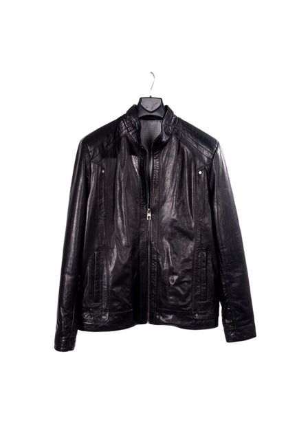 Toskana Design Siyah  Renk Fermuarlı Erkek Deri Mont   Style 200-4076