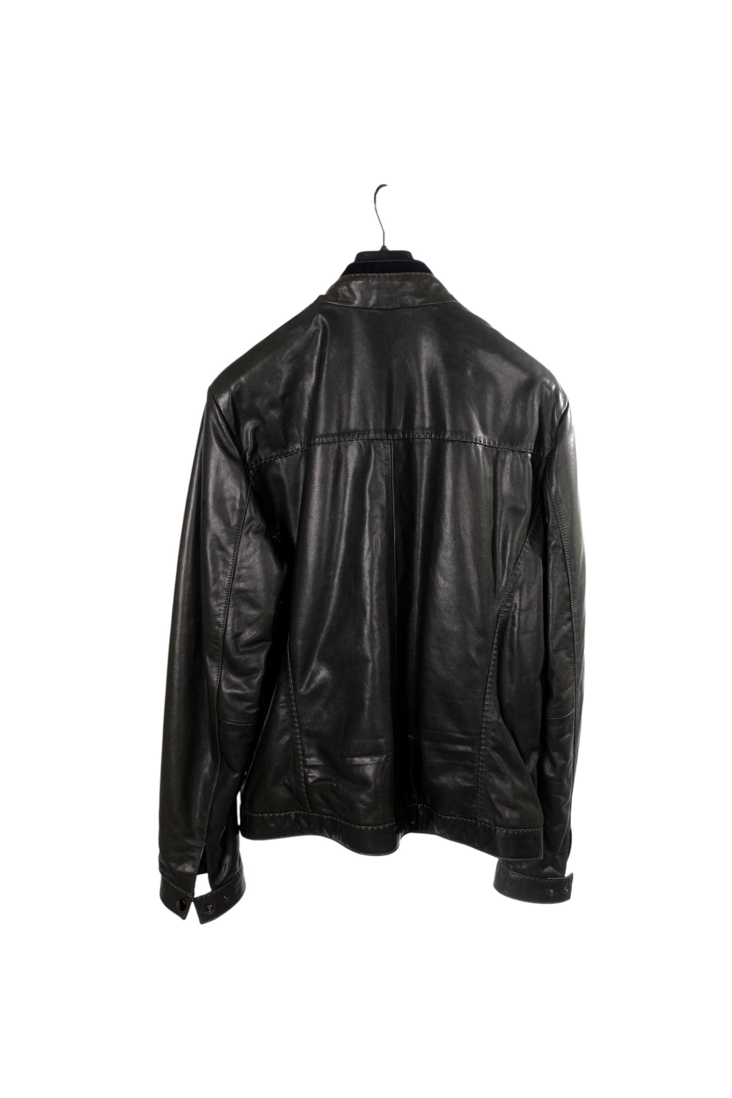 Toskana Design Oliv Renk Fermuarlı Cepli Erkek Deri Ceket  Style 200-4080