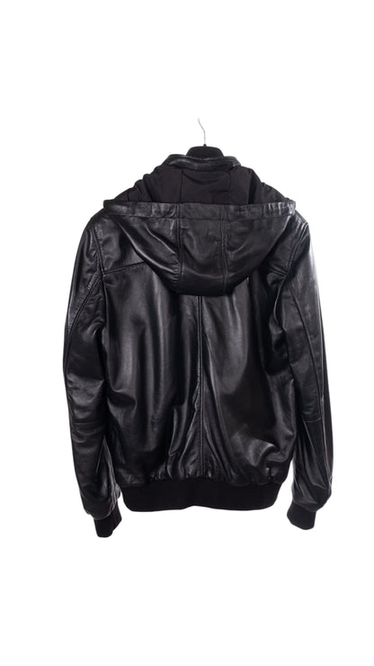 Toskana Design Siyah Çıkarılabilir Kapüşonlu Erkek Deri Mont Style 200-4092