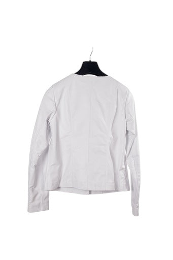 Toskana Design Beyaz Düğmeli Kısa Kadın Deri Ceket  Style 200-4107