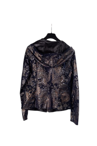 Toskana Design Siyah Kapüşonlu Çift Taraflı Fermuarlı Kadın Deri Ceket Style 200-4114