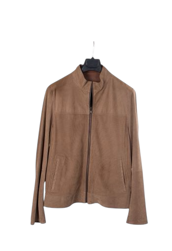 Toskana Design Fındık Renk Çift Taraflı Fermuarlı Astarsız Erkek Deri Ceket  Style 200-4119