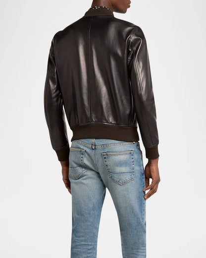 Toskana  Fermuarlı Nappa Deri Bomber Ceket  200-5003