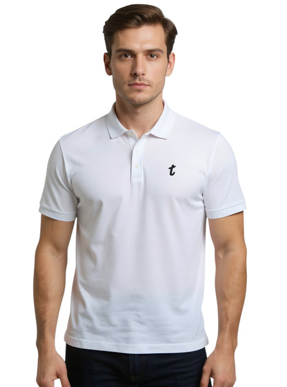 Deri Pamuk, Toskana Tasarım Beyaz Renk Polo Yaka Tshirt T 4201