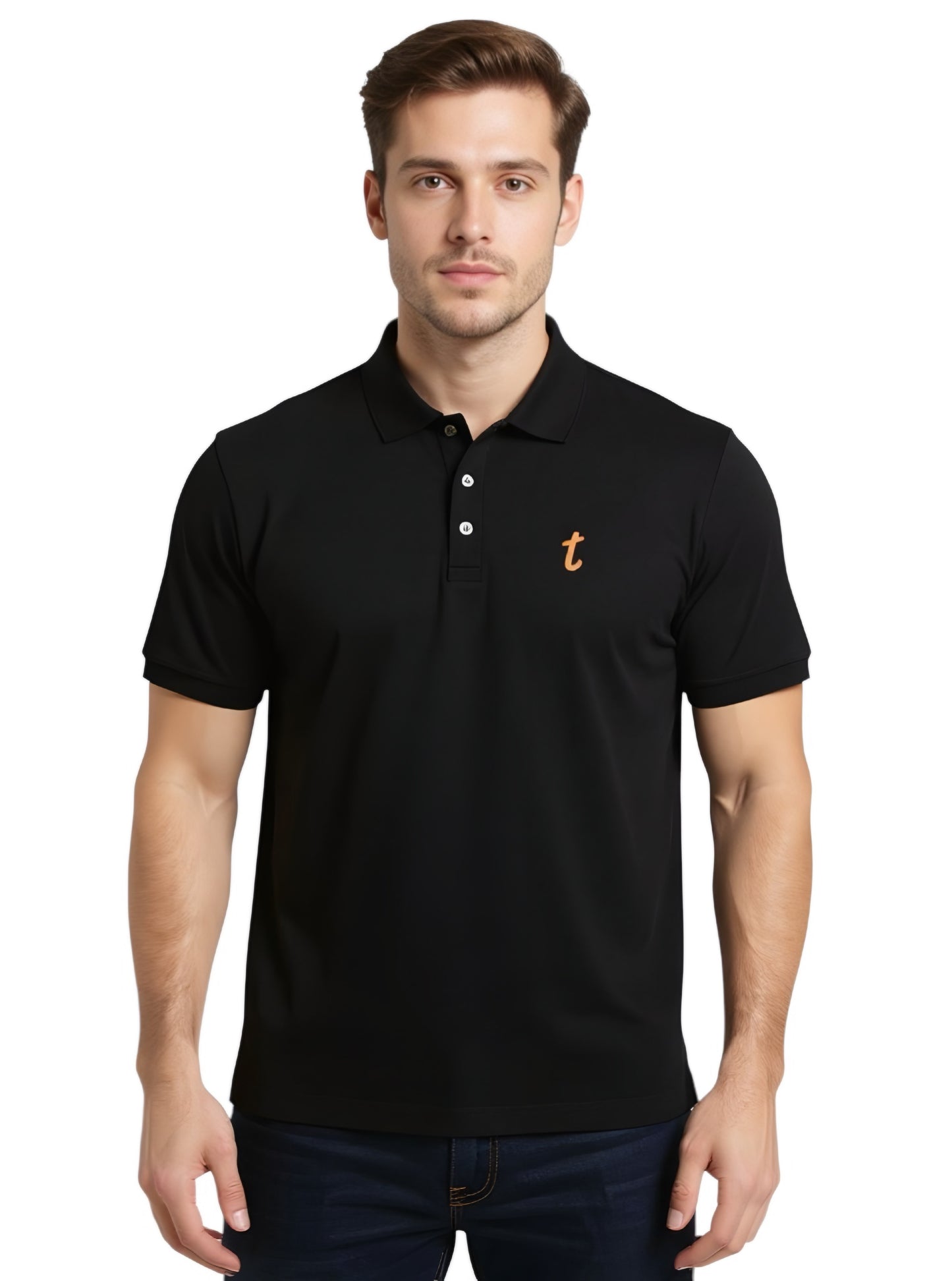 Deri Pamuk, Toskana Tasarım Siyah Renk Polo Yaka Tişört  T4202